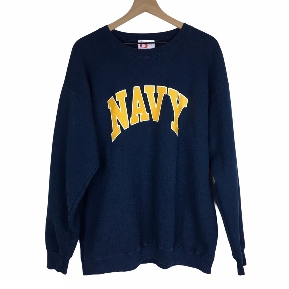VINTAGE Navy Sweatshirt Midshipmen Big Spellout Crew Dodger Game Day Size Large